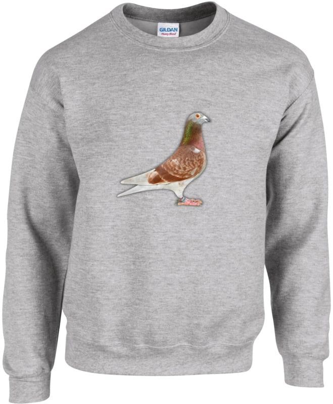 DSK Pigeon Collection Sweater - Rode Duif - Grijs - L | Uniek Duivenontwerp