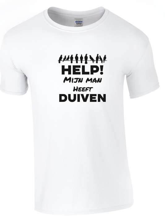 Help! Mijn man heeft duiven T-shirt - Kies uit man, vrouw, opa of oma | Duivensportkleding