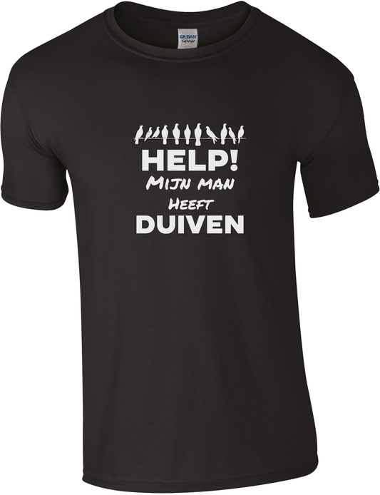 Help! Mijn man heeft duiven T-shirt - Kies uit man, vrouw, opa of oma | Duivensportkleding